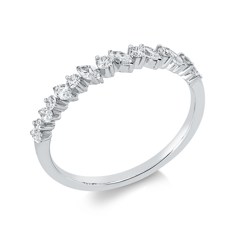 Ring 18 kt WG, 7 Brill. 0,13 ct, TW-vsi/si, 7 Nav. 0,26 ct, TW-vsi/si