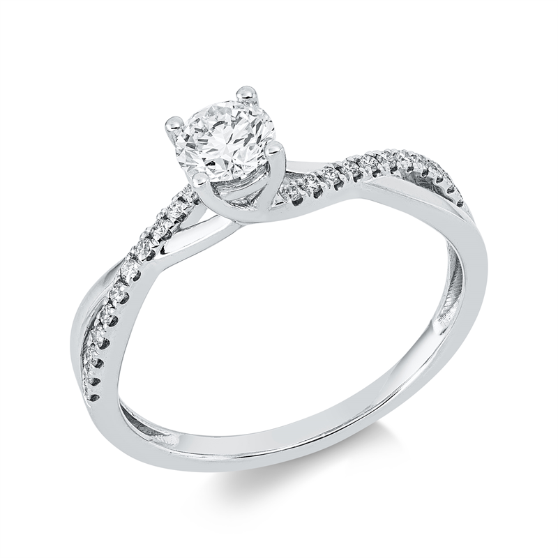 Ring 18 kt WG, 1 Brill. 0,36 ct, TW-vsi/si, 22 Brill. 0,10 ct, TW-si