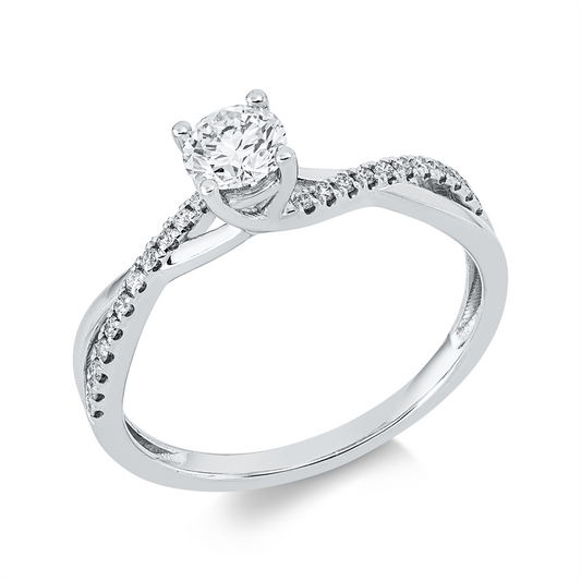 Ring 18 kt WG, 1 Brill. 0,36 ct, TW-vsi/si, 22 Brill. 0,10 ct, TW-si