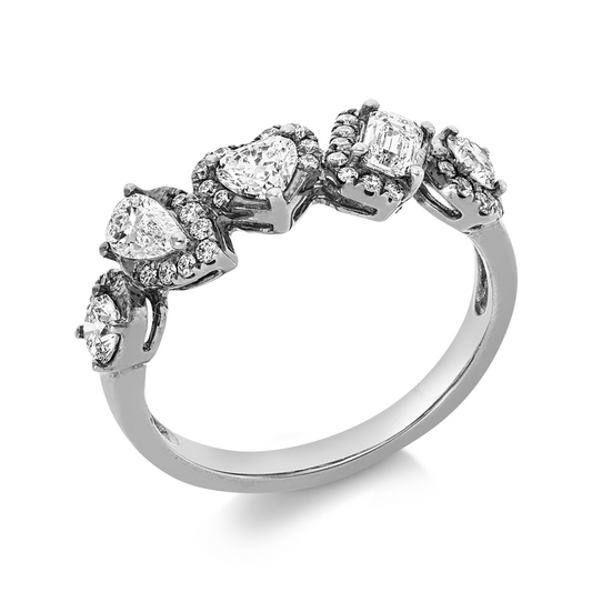 Ring 18 kt WG, 2 Brill. 0,23 ct, TW-si, 3 Fant-Schl  0,58 ct, TW-vsi, 36 Brill. 0,14 ct, TW-si