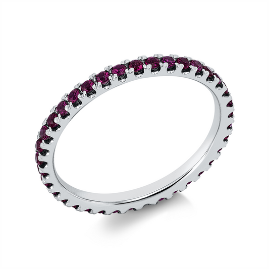 Ring 18 kt WG, 37 Rubine 0,58 ct rot