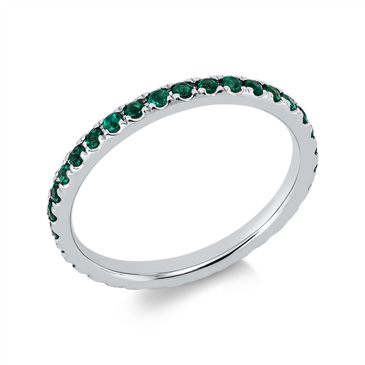Ring 18 kt WG, 34 Smaragde 0,45 ct grün