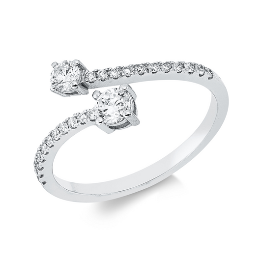 Ring 18 kt WG, 1 Brill. 0,19 ct, F-si, 1 Brill. 0,12 ct, F-si, 22 Brill. 0,17 ct, F-si