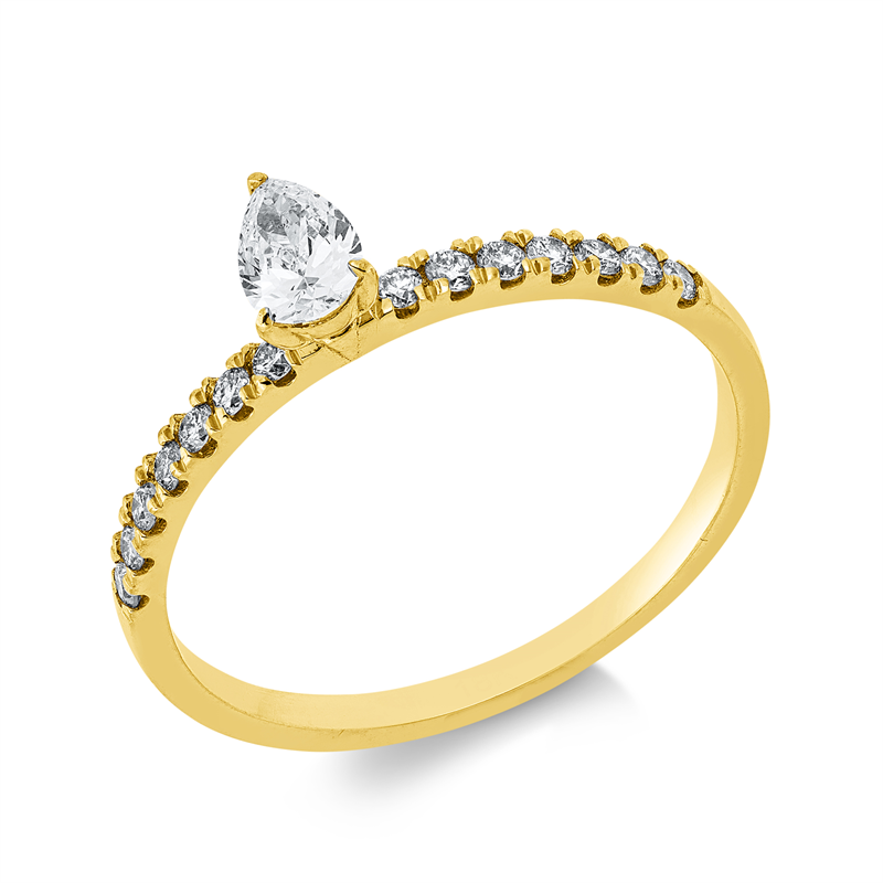 Ring 18 kt GG, 1 Tropfen 0,20 ct, F-vsi, 14 Brill. 0,16 ct, F-si