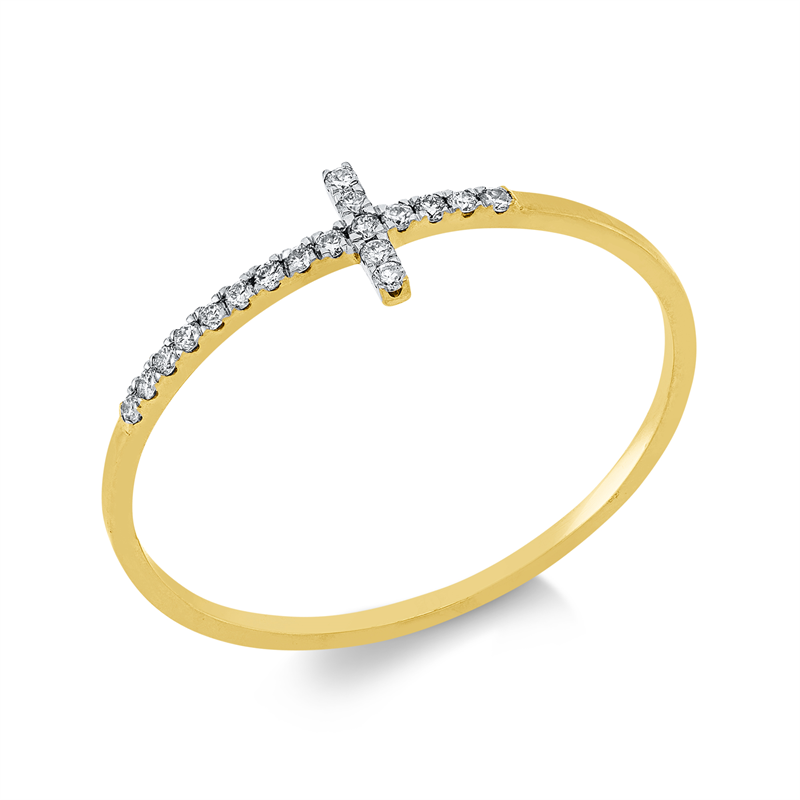 Ring 18 kt GG+WG, 18 Brill. 0,08 ct, F-si