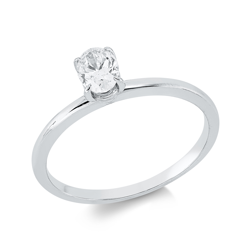 Ring 18 kt WG, 1 Oval 0,39 ct, F-vsi