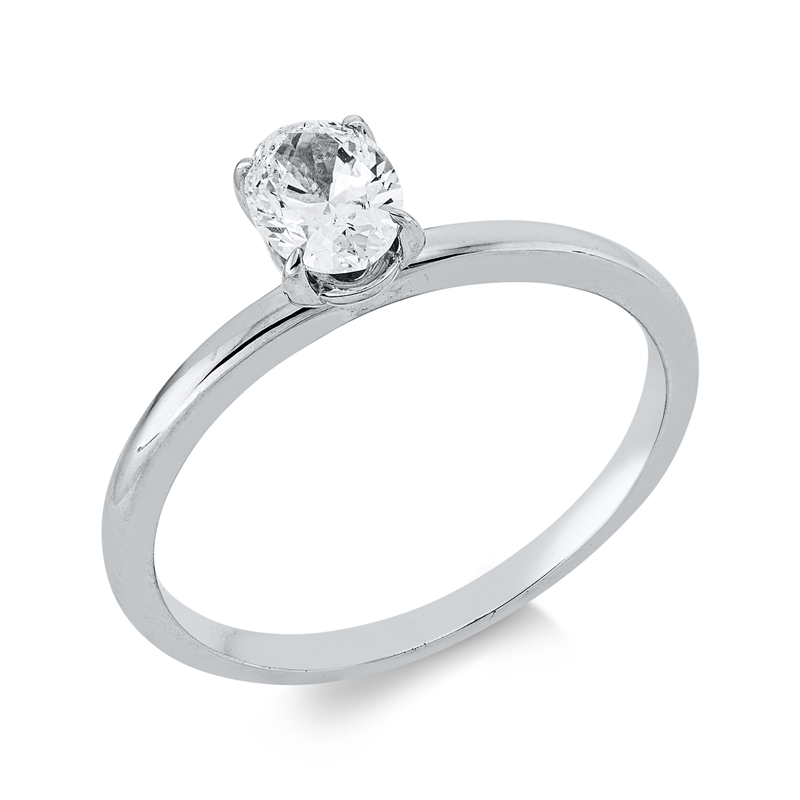 Ring 18 kt WG, 1 Oval 0,51 ct, F-vsi