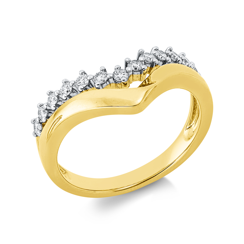 Ring 14 kt GG+WG, 13 Brill. 0,24 ct, W-si/pi