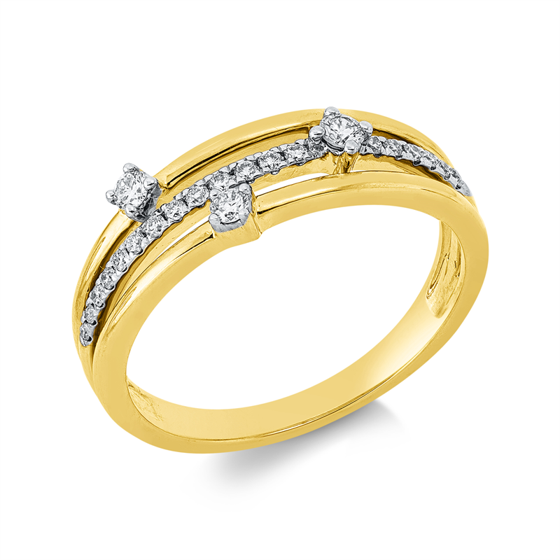 Ring 14 kt GG+WG, 22 Brill. 0,11 ct, W-si/pi