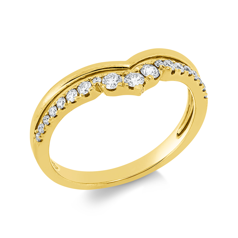 Ring 14 kt GG, 19 Brill. 0,25 ct, W-si/pi