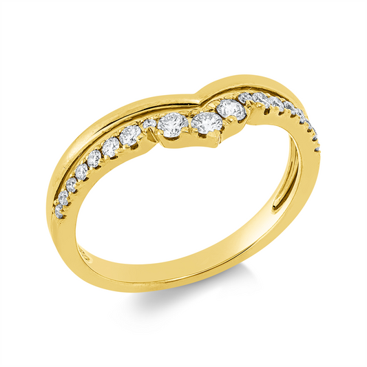 Ring 14 kt GG, 19 Brill. 0,25 ct, W-si/pi