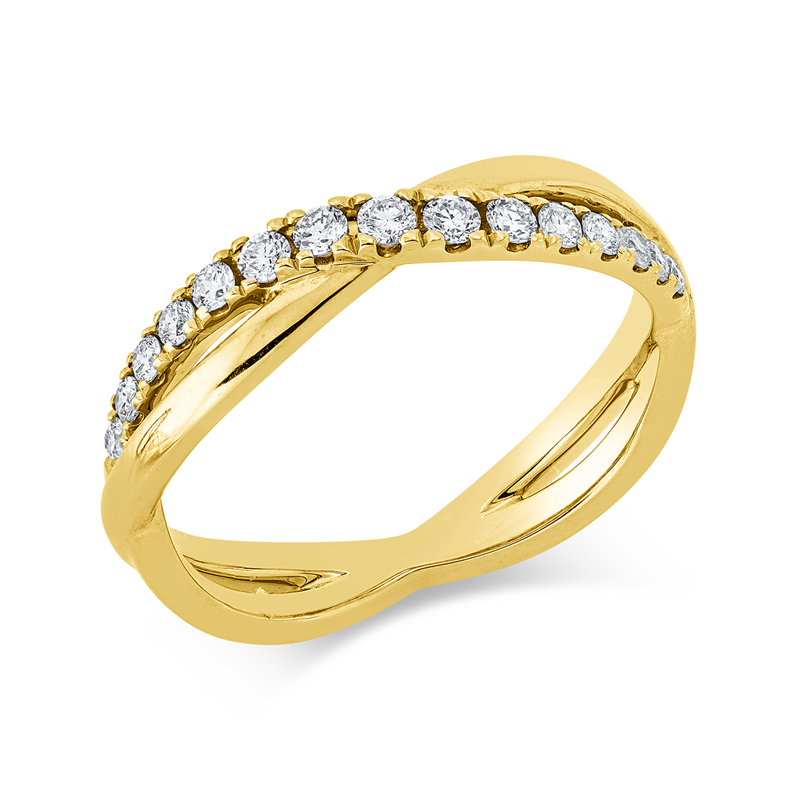 Ring 14 kt GG, 15 Brill. 0,28 ct, W-si/pi