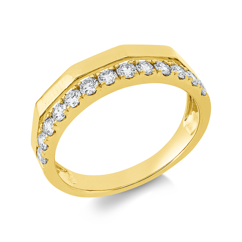 Ring 14 kt GG, 13 Brill. 0,50 ct, W-si/pi