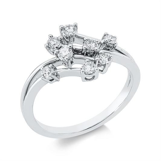 Ring 14 kt WG, 3 Brill. 0,13 ct, W-si/pi, 3 Brill. 0,16 ct, W-si/pi, 2 Brill. 0,07 ct, W-si/pi