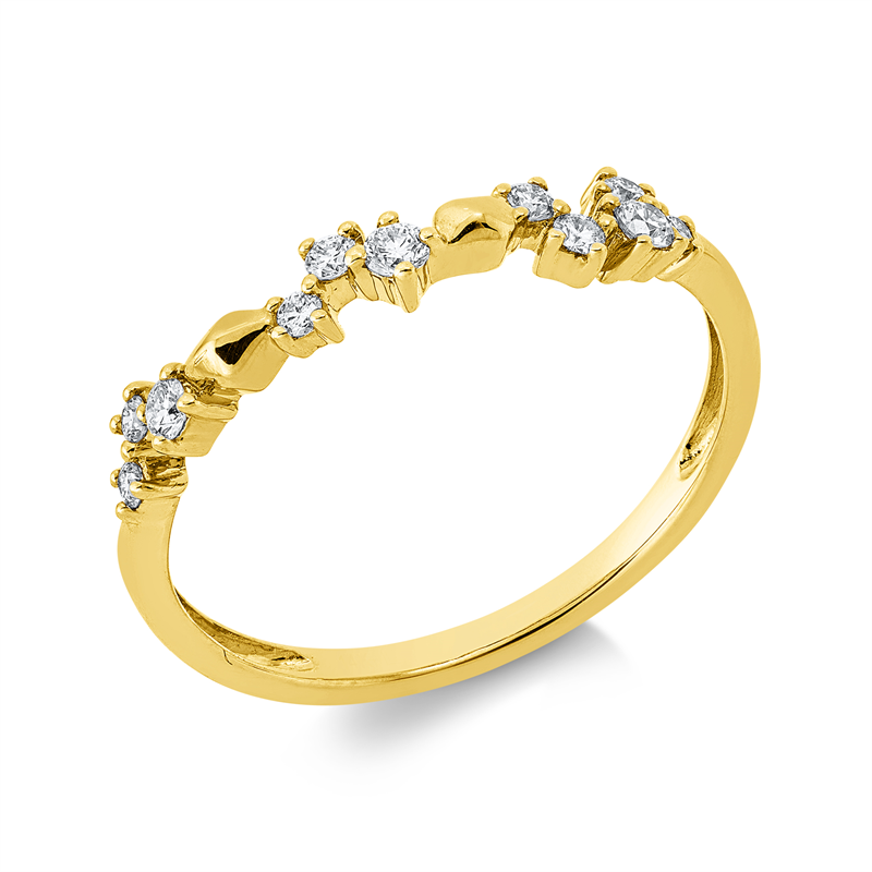 Ring 14 kt GG, 11 Brill. 0,18 ct, W-si/pi