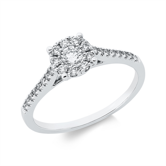 Ring 18 kt WG, 1 Brill. 0,16 ct, TW-si, 25 Brill. 0,23 ct, TW-si