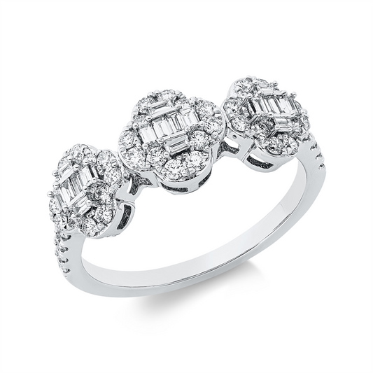Ring 18 kt WG, 44 Brill. 0,51 ct, TW-si, 18 Bag. 0,16 ct, TW-si
