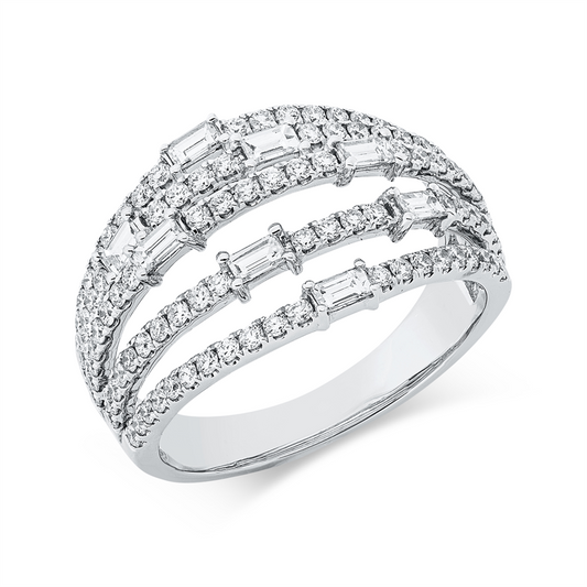 Ring 18 kt WG, 8 Bag. 0,38 ct, TW-si, 102 Brill. 0,75 ct, TW-si
