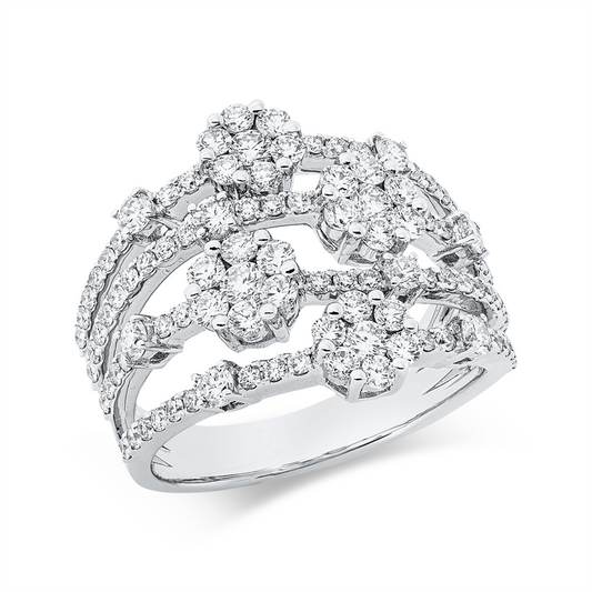 Ring 18 kt WG, 106 Brill. 1,60 ct, TW-si