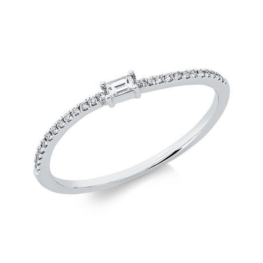 Ring 18 kt WG, 1 Bag. 0,04 ct, TW-si, 26 Brill. 0,06 ct, TW-si