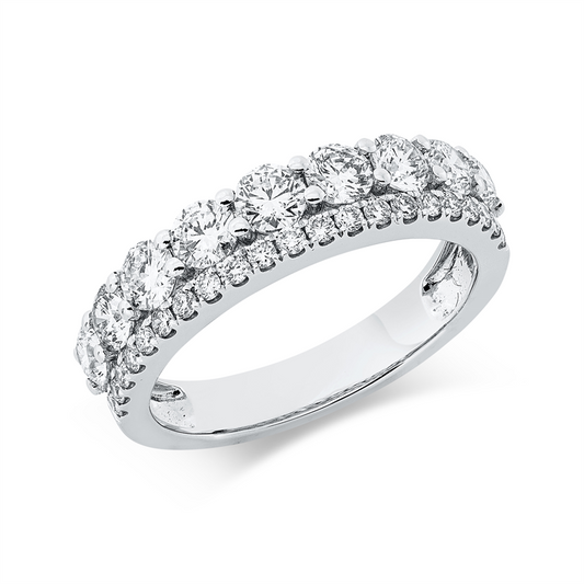 Ring 18 kt WG, 21 Brill. 0,24 ct, TW-si, 9 Brill. 1,32 ct, TW-si