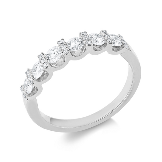Ring 18 kt WG, 21 Brill. 0,10 ct, TW-si, 6 Brill. 0,58 ct, TW-si