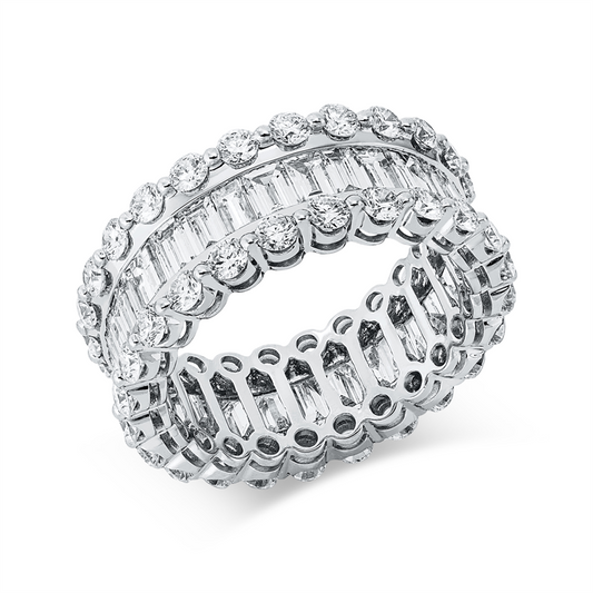 Ring 18 kt WG, 32 Bag. 2,62 ct, TW-si, 48 Brill. 2,10 ct, TW-si