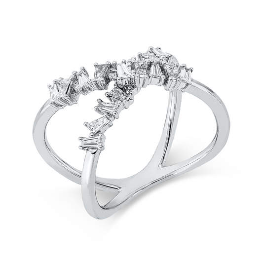 Ring 18 kt WG, 18 Trap. 0,46 ct, TW-si