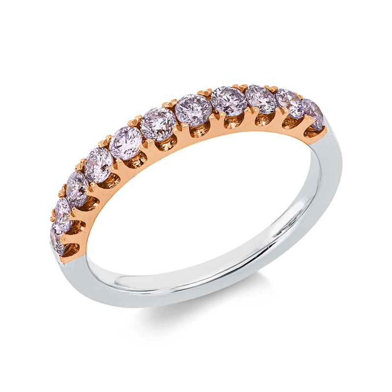 Ring 18 kt WG+RG, 11 Brill. 0,68 ct, pink