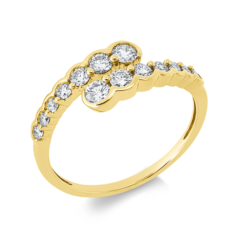 Ring 18 kt GG, 14 Brill. 0,48 ct, TW-si