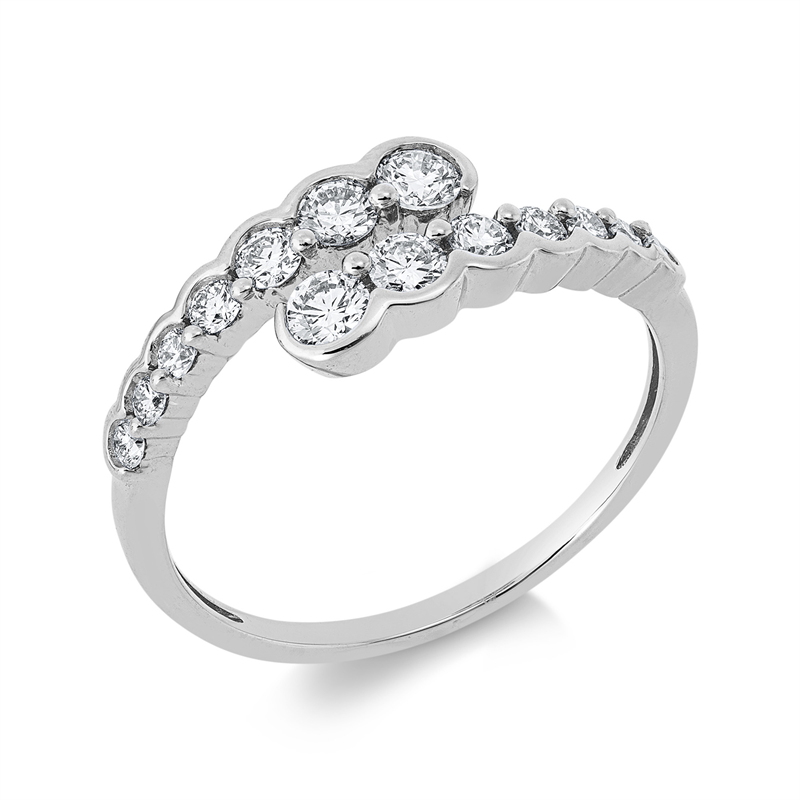 Ring 18 kt WG, 14 Brill. 0,48 ct, TW-si