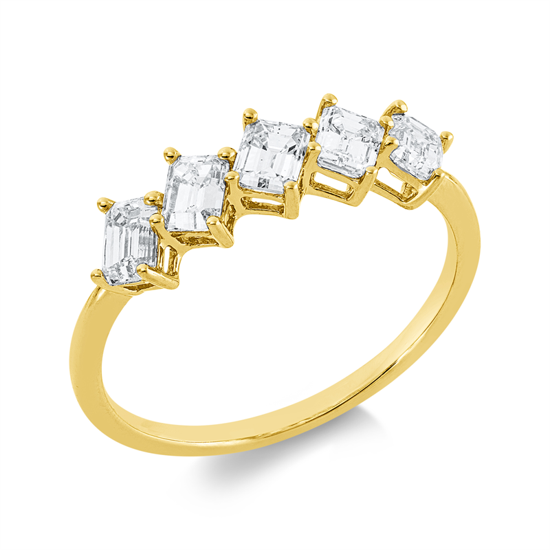 Ring 18 kt GG, 5 Sm.schliff 1,22 ct, TW-vsi/si