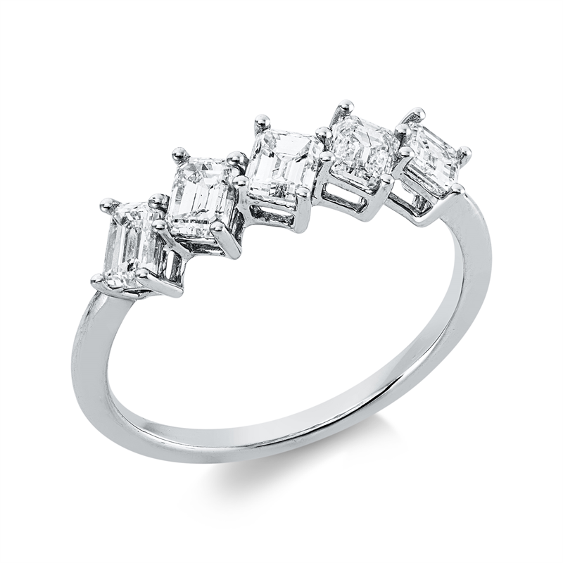 Ring 18 kt WG, 5 Sm.schliff 1,22 ct, TW-vsi/si