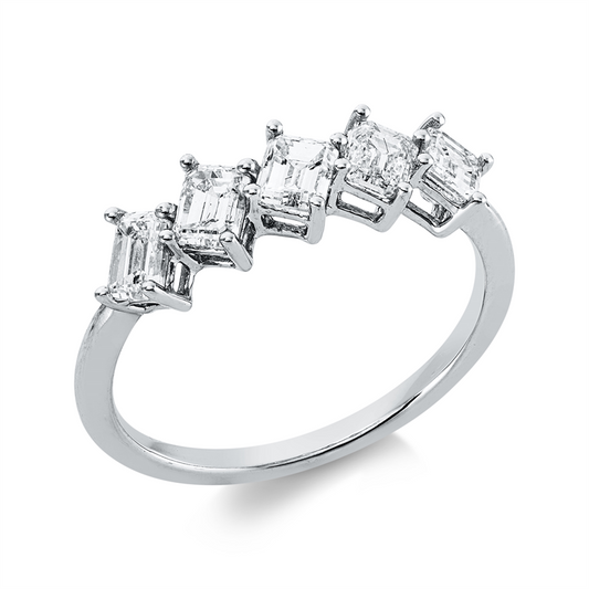 Ring 18 kt WG, 5 Sm.schliff 1,22 ct, TW-vsi/si