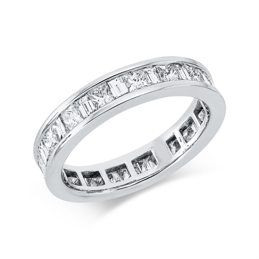 Ring 18 kt WG, 16 Bag. 0,63 ct, TW-vsi/si, 16 Princ. 1,10 ct, TW-vsi/si