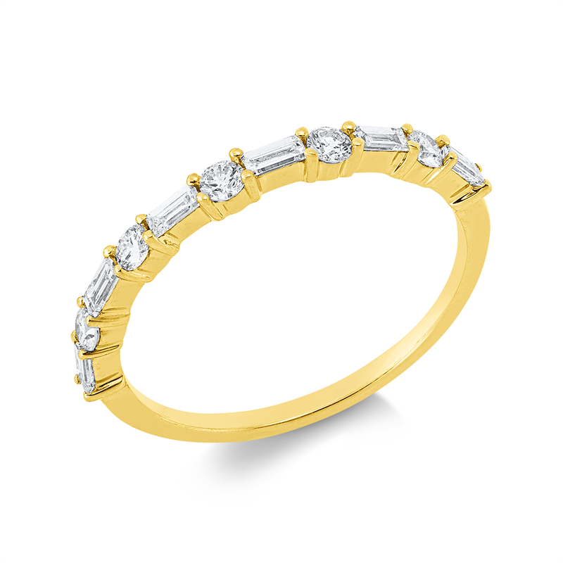 Ring 18 kt GG, 6 Bag. 0,21 ct, TW-vsi, 5 Brill. 0,19 ct, TW-si