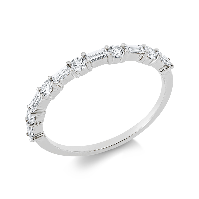 Ring 18 kt WG, 6 Bag. 0,21 ct, TW-vsi, 5 Brill. 0,19 ct, TW-si