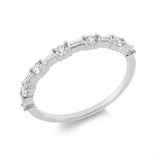 Ring 18 kt WG, 6 Bag. 0,21 ct, TW-vsi, 5 Brill. 0,19 ct, TW-si