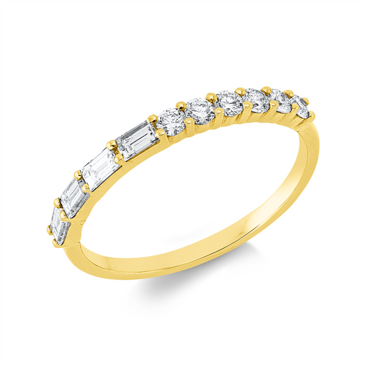 Ring 18 kt GG, 6 Brill. 0,24 ct, TW-vsi, 4 Bag. 0,21 ct, TW-si