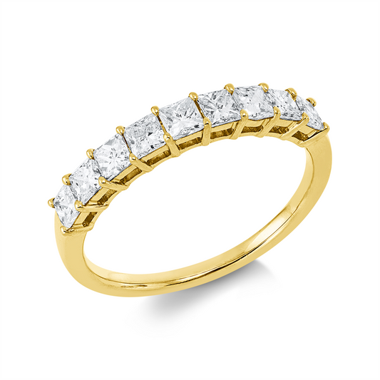 Ring 18 kt GG, 9 Princ. 0,87 ct, TW-si
