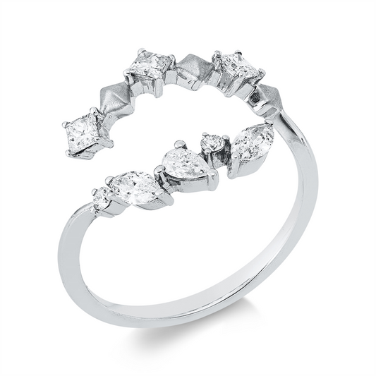Ring 18 kt WG, 2 Nav. 0,19 ct, TW-si, 3 Princ. 0,24 ct, TW-si, 1 Tropfen 0,07 ct, TW-si, 2 Brill. 0,04 ct, TW-si