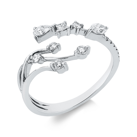 Ring 18 kt WG, 1 Princ. 0,08 ct, TW-si, 1 Tropfen 0,04 ct, TW-si, 1 Nav. 0,12 ct, TW-si, 11 Brill. 0,15 ct, TW-si