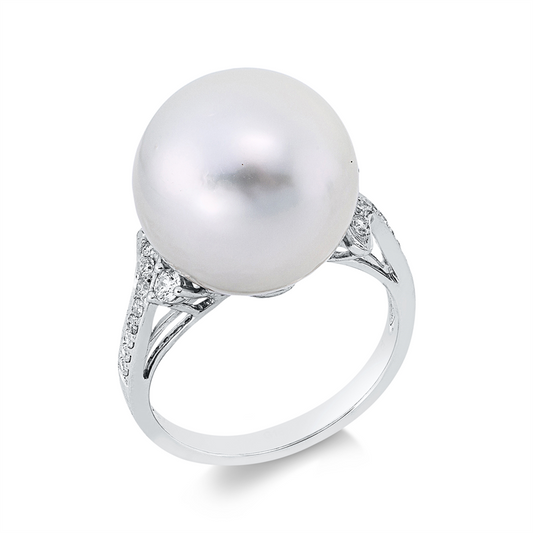 Ring 18 kt WG, 18 Brill. 0,21 ct, F-vsi/si, 1 SS weiß 14 mm