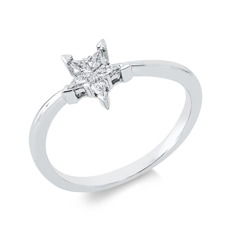 Ring 18 kt WG, 5 Fant-Schl. 0,18 ct, TW-vsi