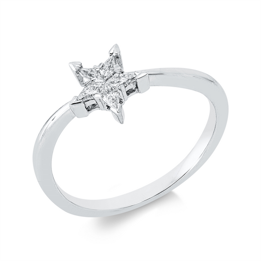 Ring 18 kt WG, 5 Fant-Schl. 0,18 ct, TW-vsi