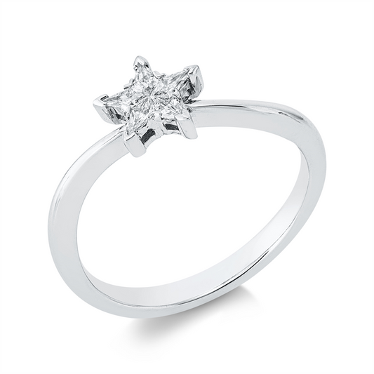 Ring 18 kt WG, 5 Fant-Schl. 0,18 ct, D/F-vsi/si