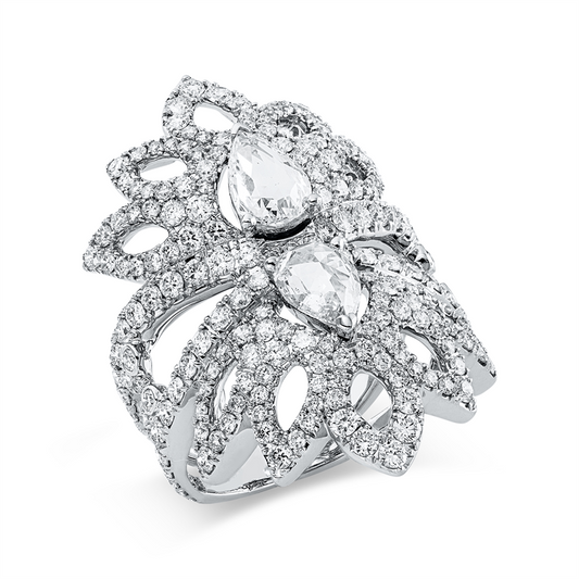 Ring 18 kt WG, 2 Rosen-Schl 1,02 ct, TW-si, 201 Brill. 2,61 ct, TW-si