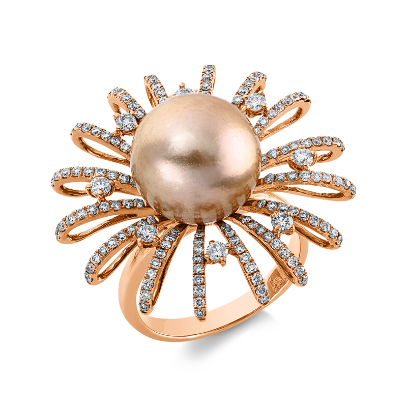 Ring 18 kt RG, 152 Brill. 1,04 ct, F-si, 1 SS gold 12,7 mm