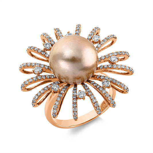 Ring 18 kt RG, 152 Brill. 1,04 ct, F-si, 1 SS gold 12,7 mm