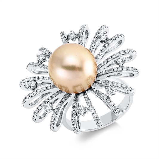 Ring 18 kt WG, 136 Brill. 0,94 ct, F-si, 1 SS gold 12,5 mm